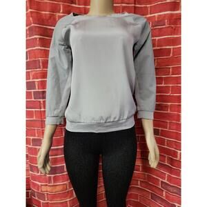 Elaine Kim leather satin Women's 3/4 sleeve Tank top blouse Gray size 4 #R2